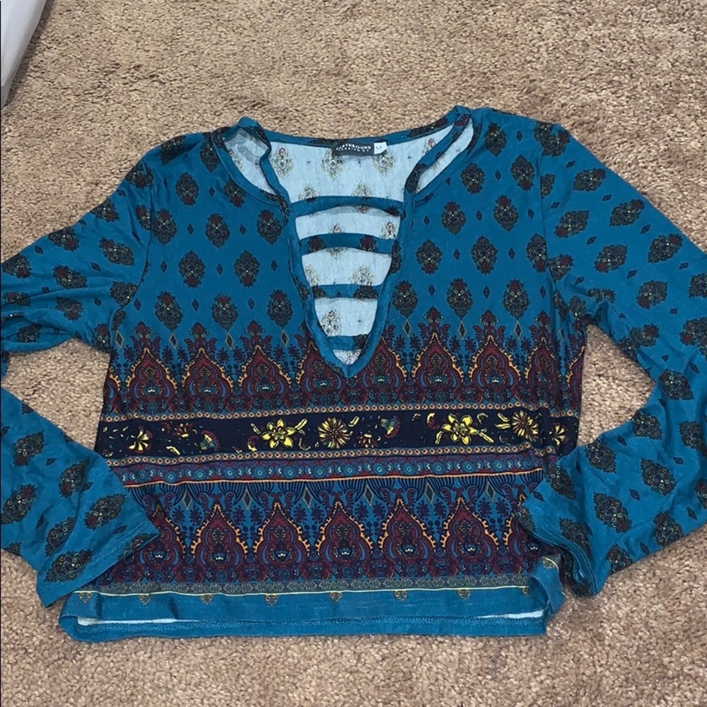 Long sleeve low cut v neck